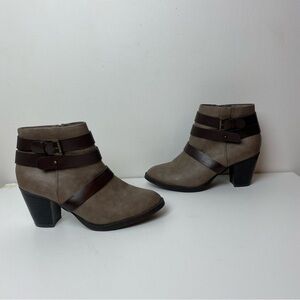 Rampage Faux Leather Vinci Ankle Booties Taupe Brown Fall Boots Size 9m